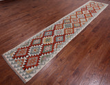 SUPER SALE Reversible Kilim Flat Weave Wool On Wool Runner Rug - 2' 7" X 13' 5"