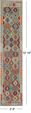 SUPER SALE Reversible Kilim Flat Weave Wool On Wool Runner Rug - 2' 9" X 12' 10"
