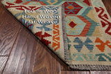 SUPER SALE Reversible Kilim Flat Weave Wool On Wool Runner Rug - 2' 9" X 12' 10"