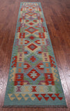 SUPER SALE Reversible Kilim Flat Weave Wool On Wool Runner Rug - 2' 8" X 12' 10"