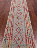 SUPER SALE Reversible Kilim Flat Weave Wool On Wool Runner Rug - 2' 7" X 12' 10"