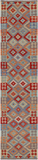 SUPER SALE Reversible Kilim Flat Weave Wool On Wool Runner Rug - 2' 10" X 12' 7"