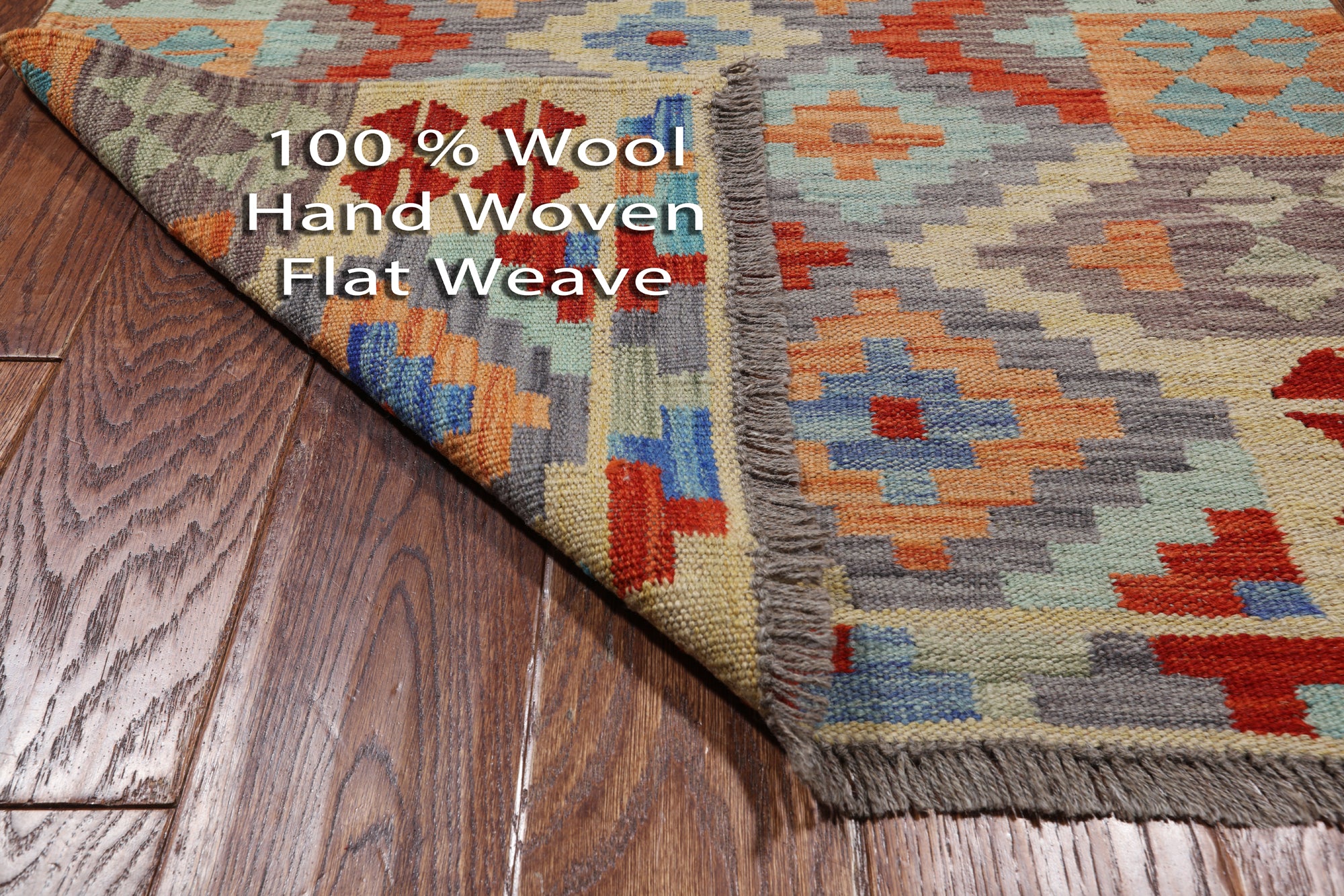 SUPER SALE Reversible Kilim Flat Weave Wool On Wool Runner Rug - 2' 10" X 12' 7"