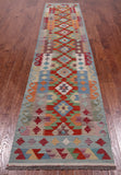 SUPER SALE Reversible Kilim Flat Weave Wool On Wool Runner Rug - 2' 9" X 12' 7"