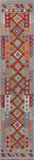SUPER SALE Reversible Kilim Flat Weave Wool On Wool Runner Rug - 2' 9" X 12' 7"