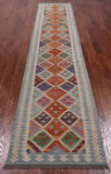 SUPER SALE Reversible Kilim Flat Weave Wool On Wool Runner Rug - 2' 8" X 12' 9"