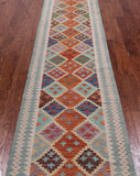 SUPER SALE Reversible Kilim Flat Weave Wool On Wool Runner Rug - 2' 8" X 12' 9"