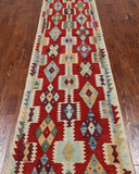 SUPER SALE Reversible Kilim Flat Weave Wool On Wool Runner Rug - 2' 9" X 12' 8"