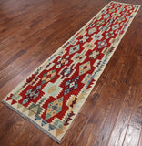 SUPER SALE Reversible Kilim Flat Weave Wool On Wool Runner Rug - 2' 9" X 12' 8"