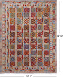 SUPER SALE Reversible Kilim Flat Weave Wool On Wool Rug - 10' 1" X 12' 10"
