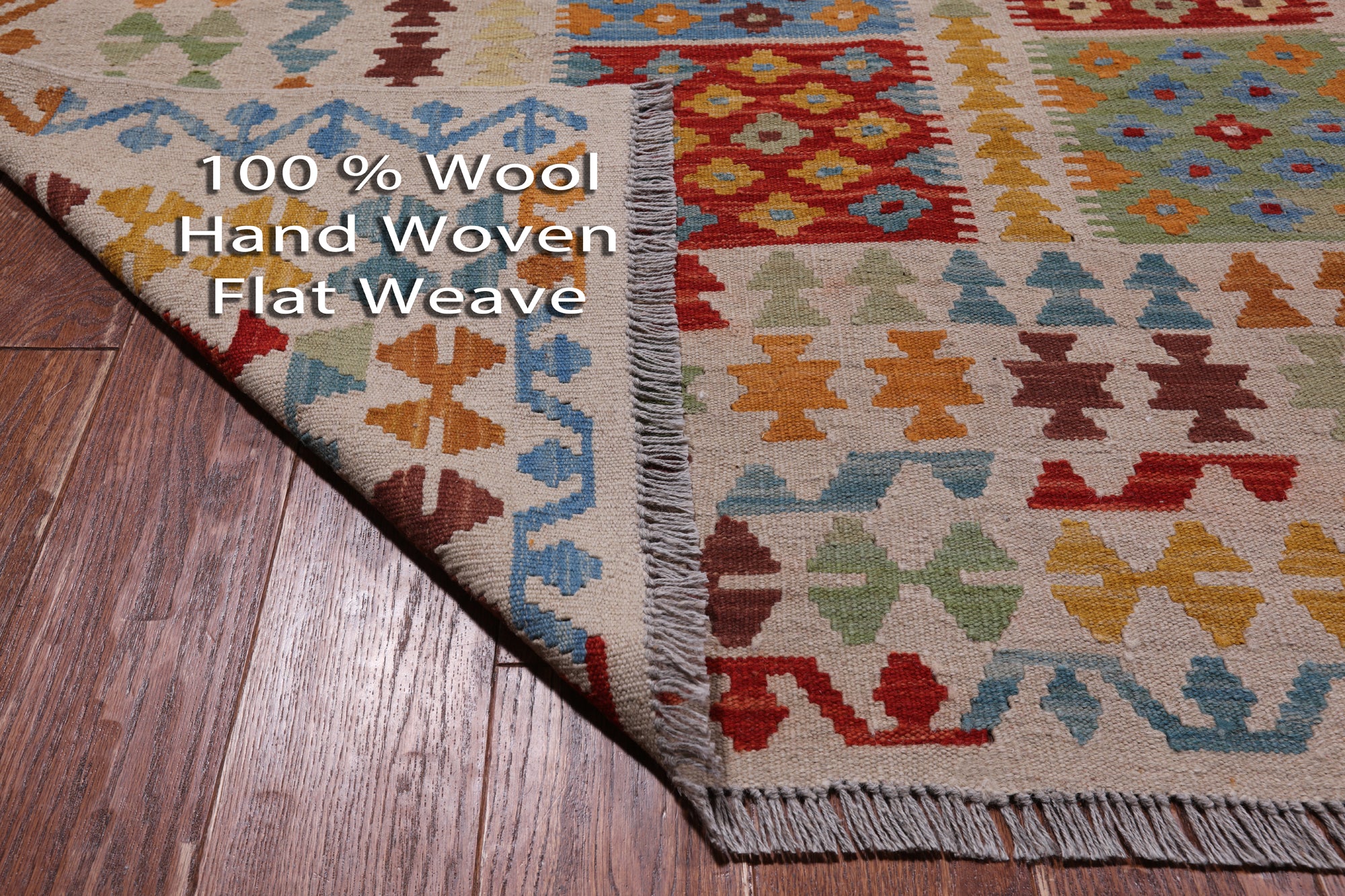 SUPER SALE Reversible Kilim Flat Weave Wool On Wool Rug - 10' 1" X 12' 10"