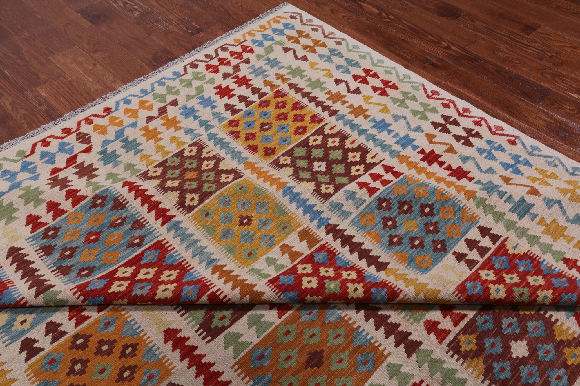 SUPER SALE Reversible Kilim Flat Weave Wool On Wool Rug - 10' 1" X 12' 10"