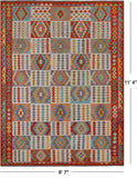 SUPER SALE Reversible Kilim Flat Weave Wool On Wool Rug - 8' 7" X 11' 4"