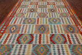 SUPER SALE Reversible Kilim Flat Weave Wool On Wool Rug - 8' 7" X 11' 4"