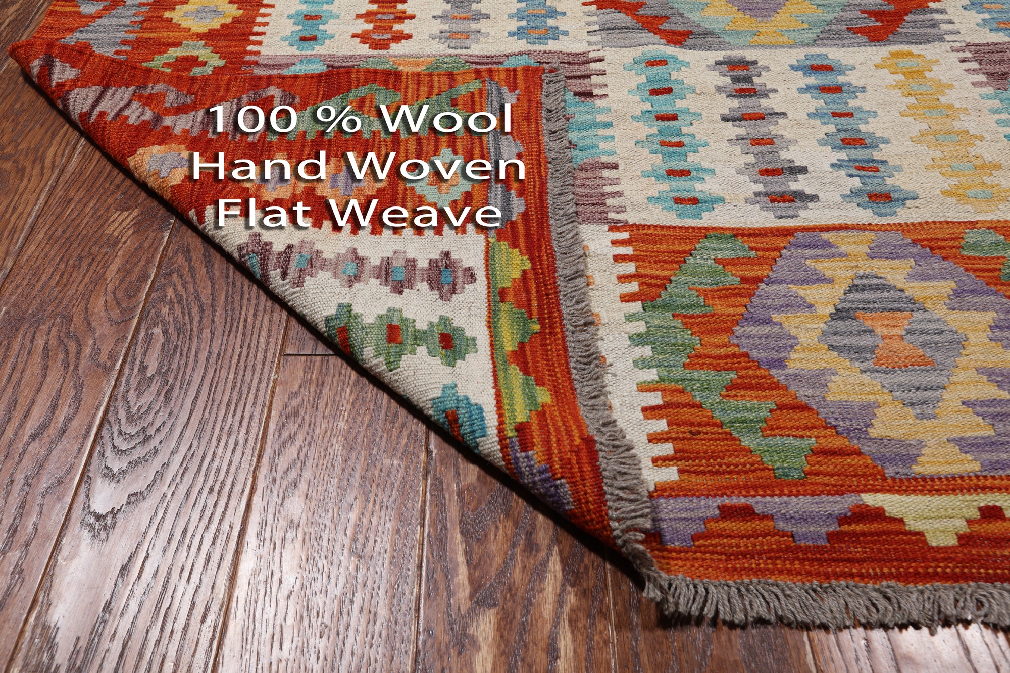 SUPER SALE Reversible Kilim Flat Weave Wool On Wool Rug - 8' 7" X 11' 4"