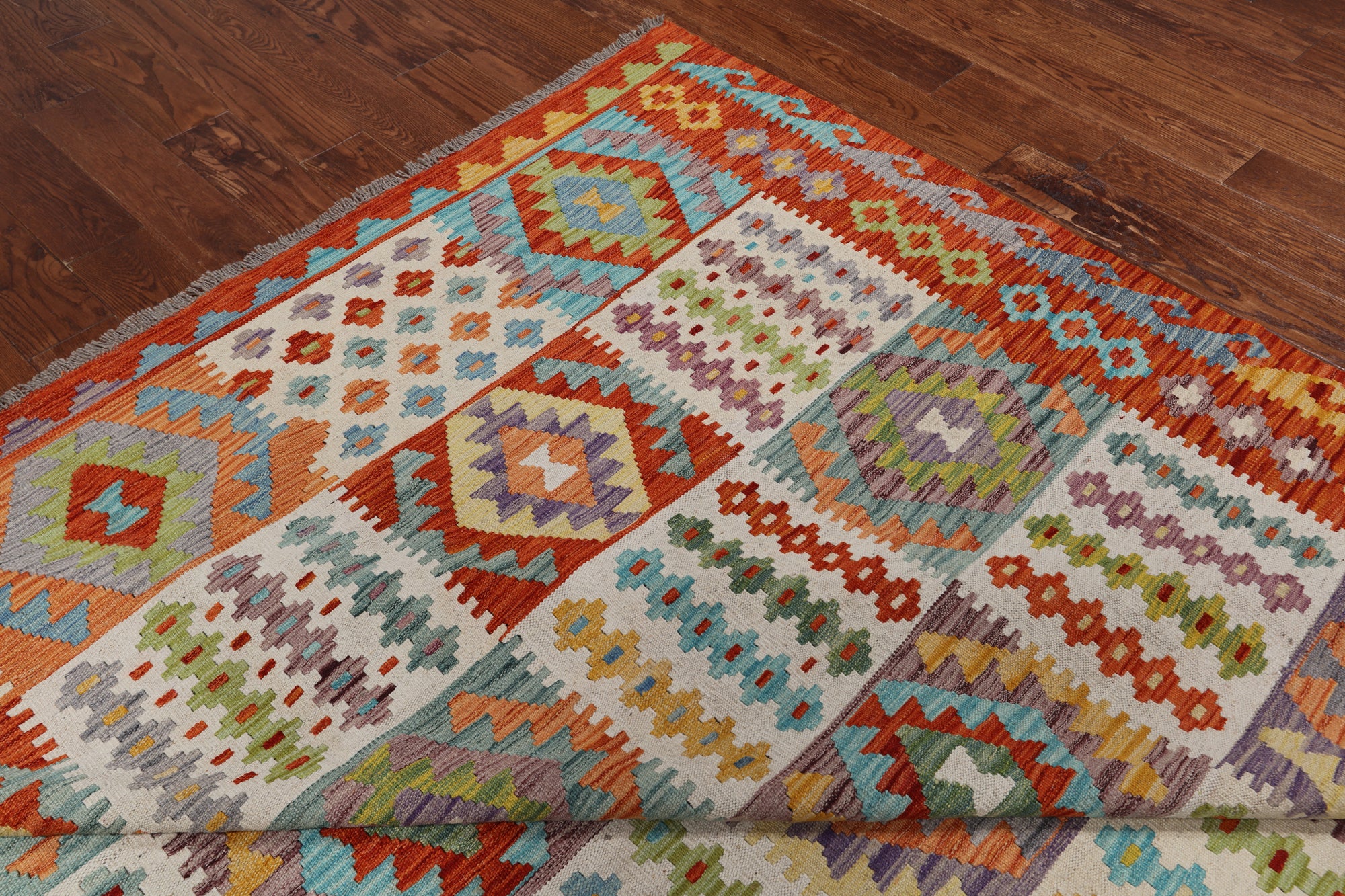 SUPER SALE Reversible Kilim Flat Weave Wool On Wool Rug - 8' 7" X 11' 4"