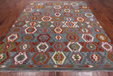 SUPER SALE Reversible Kilim Flat Weave Wool On Wool Rug - 8' 6" X 9' 8"
