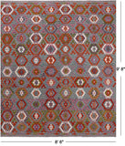 SUPER SALE Reversible Kilim Flat Weave Wool On Wool Rug - 8' 6" X 9' 8"