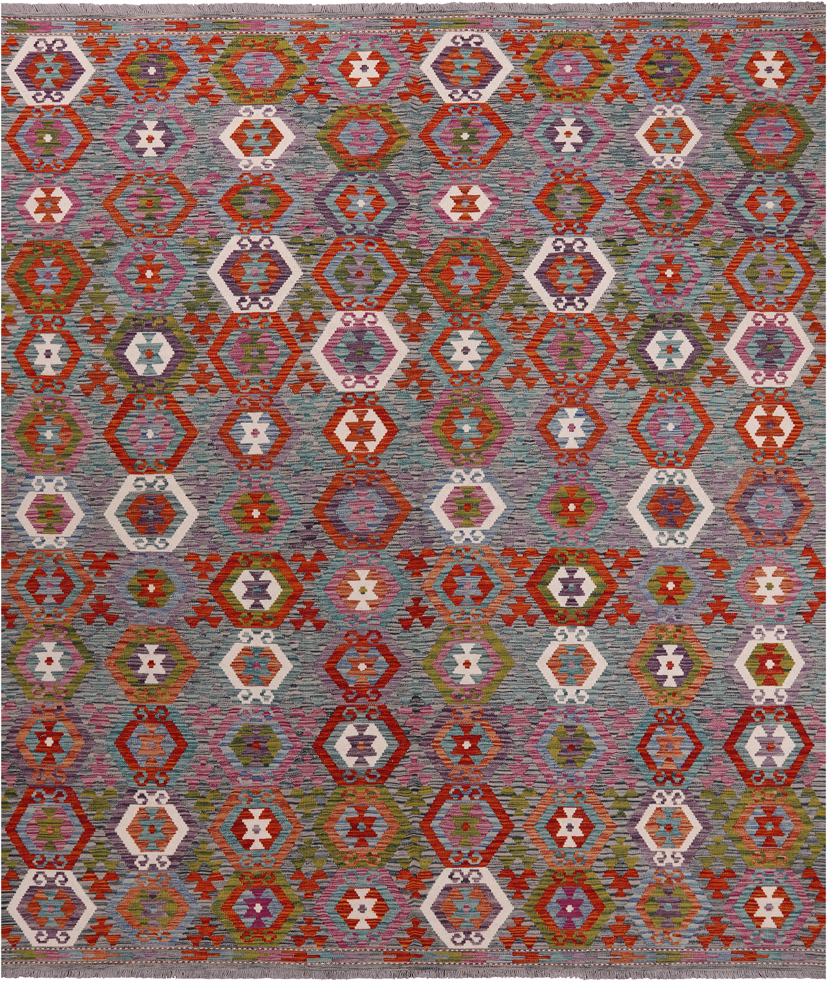 SUPER SALE Reversible Kilim Flat Weave Wool On Wool Rug - 8' 6" X 9' 8"