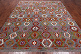 SUPER SALE Reversible Kilim Flat Weave Wool On Wool Rug - 8' 6" X 9' 8"
