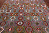 SUPER SALE Reversible Kilim Flat Weave Wool On Wool Rug - 8' 6" X 9' 8"