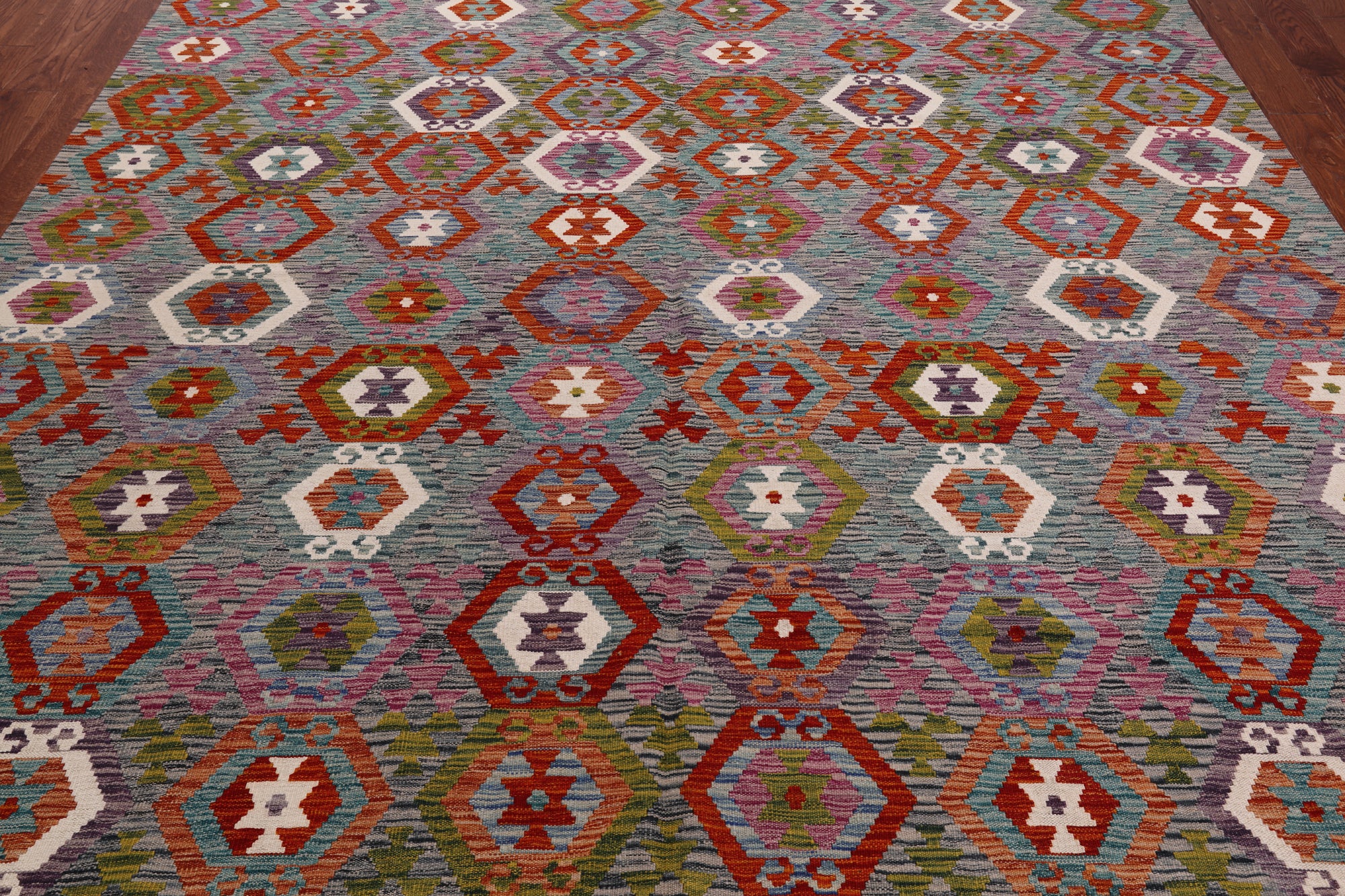SUPER SALE Reversible Kilim Flat Weave Wool On Wool Rug - 8' 6" X 9' 8"