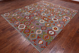 SUPER SALE Reversible Kilim Flat Weave Wool On Wool Rug - 8' 6" X 9' 8"
