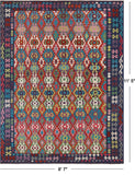SUPER SALE Reversible Kilim Flat Weave Wool On Wool Rug - 8' 7" X 11' 5"