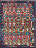 SUPER SALE Reversible Kilim Flat Weave Wool On Wool Rug - 8' 7" X 11' 5"