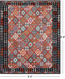 SUPER SALE Reversible Kilim Flat Weave Wool On Wool Rug - 8' 4" X 9' 9"