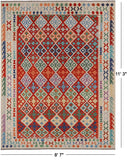SUPER SALE Reversible Kilim Flat Weave Wool On Wool Rug - 8' 7" X 11' 3"