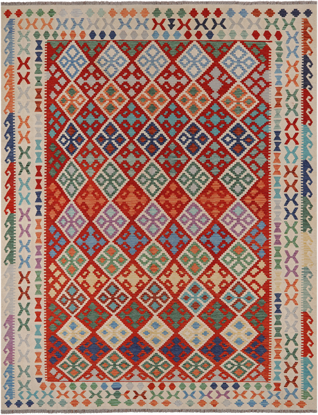 SUPER SALE Reversible Kilim Flat Weave Wool On Wool Rug - 8' 7" X 11' 3"