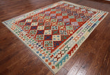 SUPER SALE Reversible Kilim Flat Weave Wool On Wool Rug - 8' 7" X 11' 3"