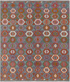 SUPER SALE Reversible Kilim Flat Weave Wool On Wool Rug - 8' 6" X 9' 7"