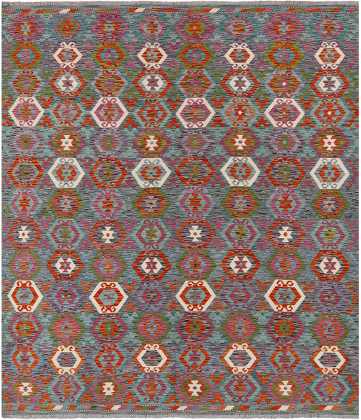 SUPER SALE Reversible Kilim Flat Weave Wool On Wool Rug - 8' 6" X 9' 7"