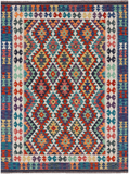 SUPER SALE Reversible Kilim Flat Weave Wool On Wool Rug - 5' 1" X 6' 7"
