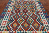 SUPER SALE Reversible Kilim Flat Weave Wool On Wool Rug - 5' 1" X 6' 7"