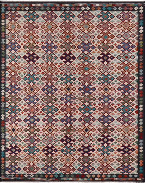 SUPER SALE Reversible Kilim Flat Weave Wool On Wool Rug - 10' 2" X 12' 8"