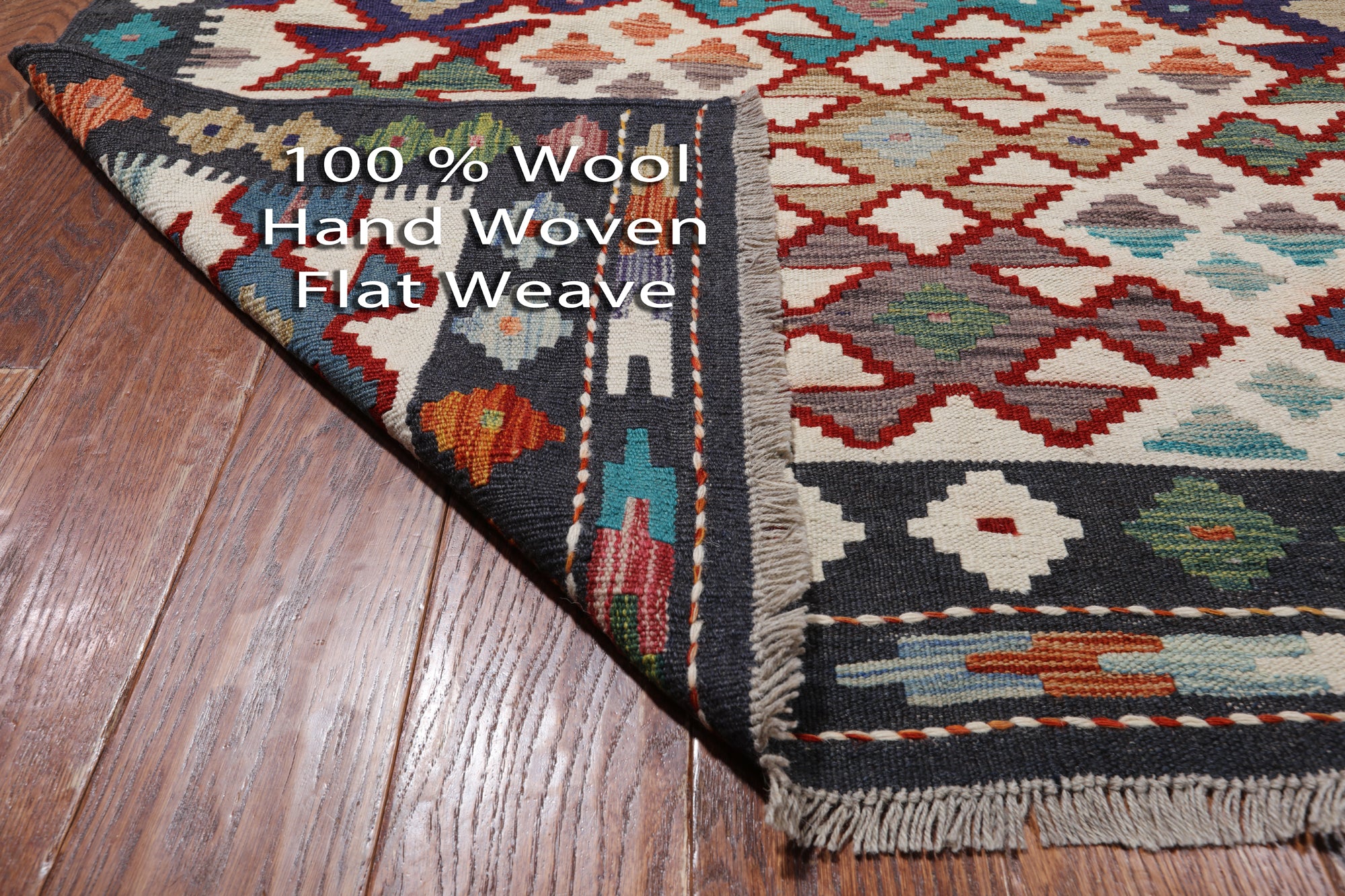 SUPER SALE Reversible Kilim Flat Weave Wool On Wool Rug - 10' 2" X 12' 8"