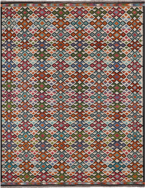 SUPER SALE Reversible Kilim Flat Weave Wool On Wool Rug - 9' 9" X 12' 9"