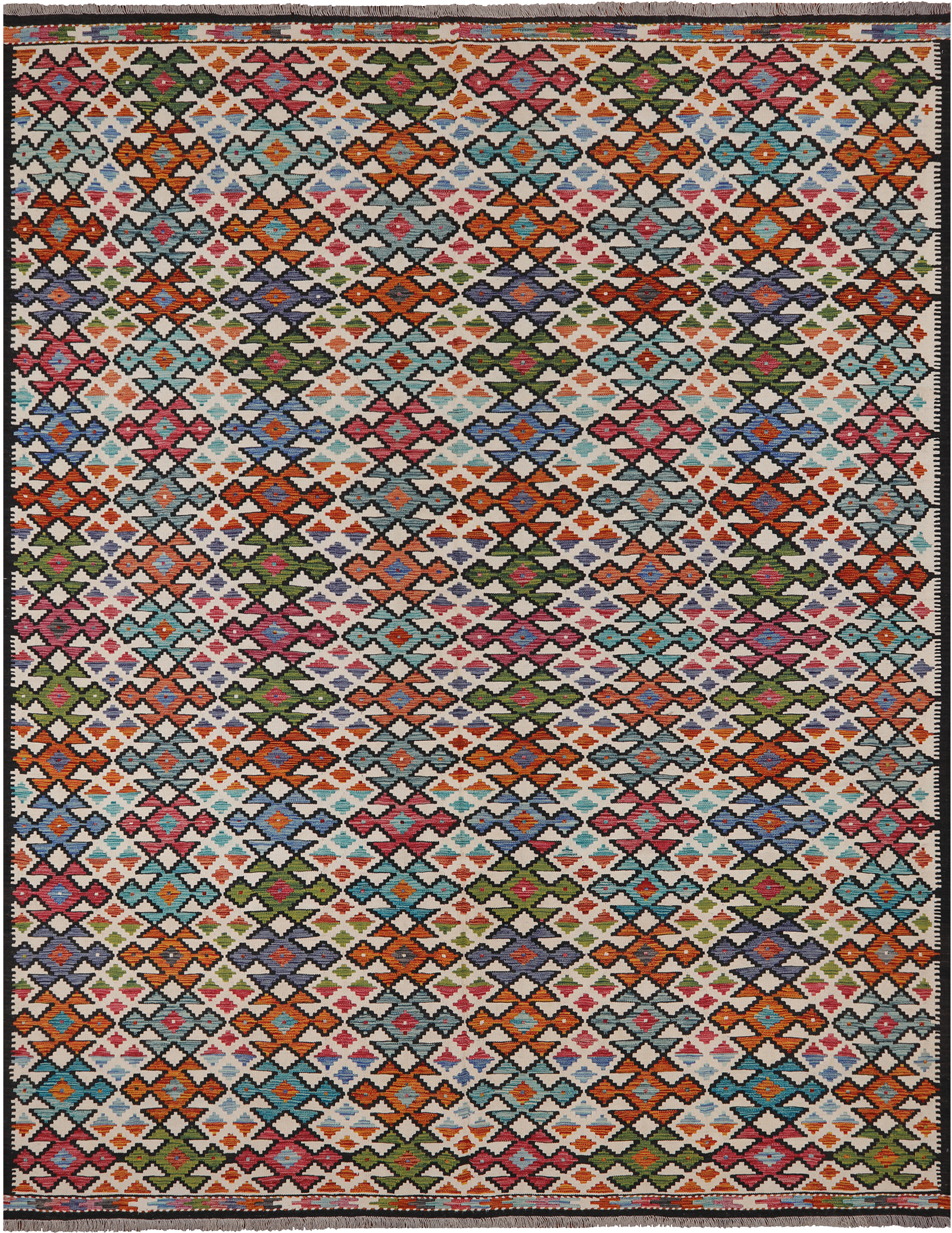 SUPER SALE Reversible Kilim Flat Weave Wool On Wool Rug - 9' 9" X 12' 9"