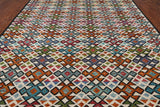 SUPER SALE Reversible Kilim Flat Weave Wool On Wool Rug - 9' 9" X 12' 9"