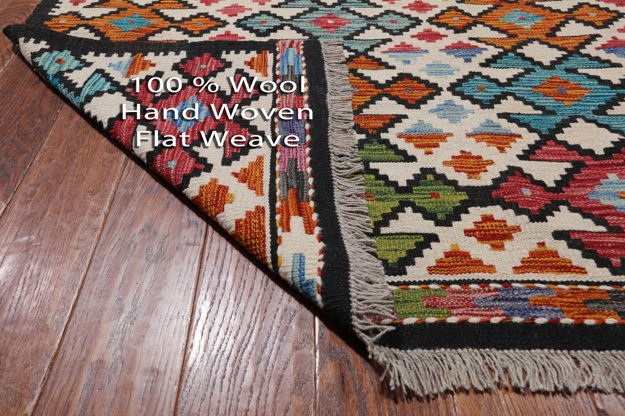 SUPER SALE Reversible Kilim Flat Weave Wool On Wool Rug - 9' 9" X 12' 9"
