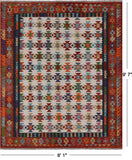 SUPER SALE Reversible Kilim Flat Weave Wool On Wool Rug - 8' 1" X 9' 7"