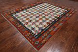 SUPER SALE Reversible Kilim Flat Weave Wool On Wool Rug - 8' 1" X 9' 7"
