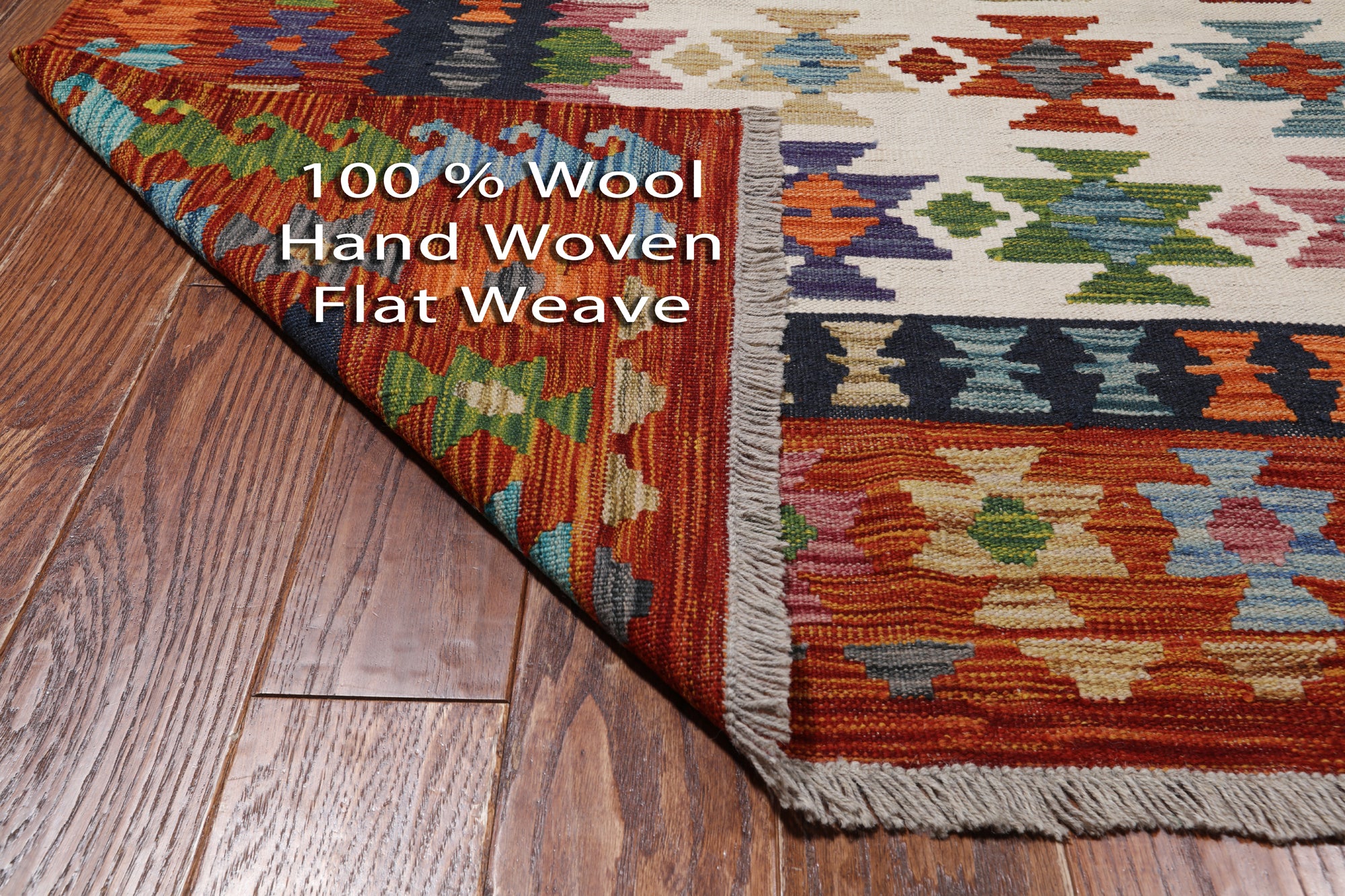 SUPER SALE Reversible Kilim Flat Weave Wool On Wool Rug - 8' 1" X 9' 7"
