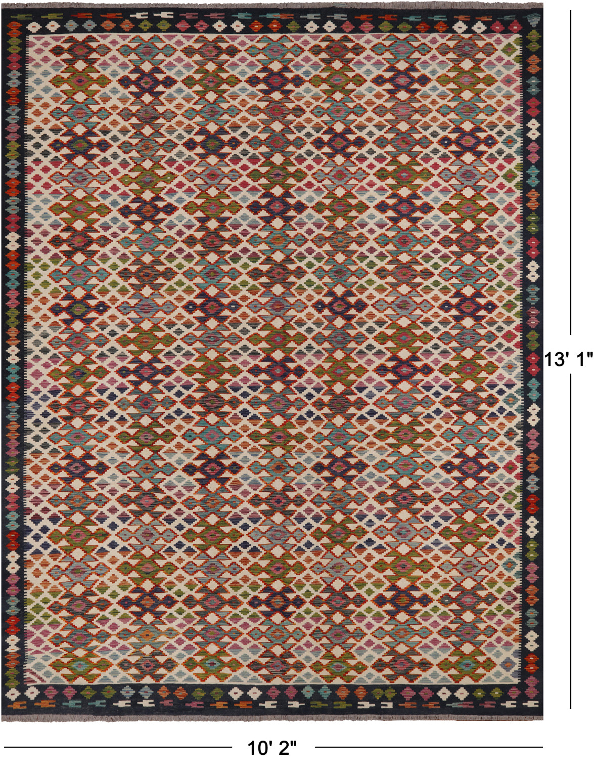 SUPER SALE Reversible Kilim Flat Weave Wool On Wool Rug - 110' 2" X 13' 1"