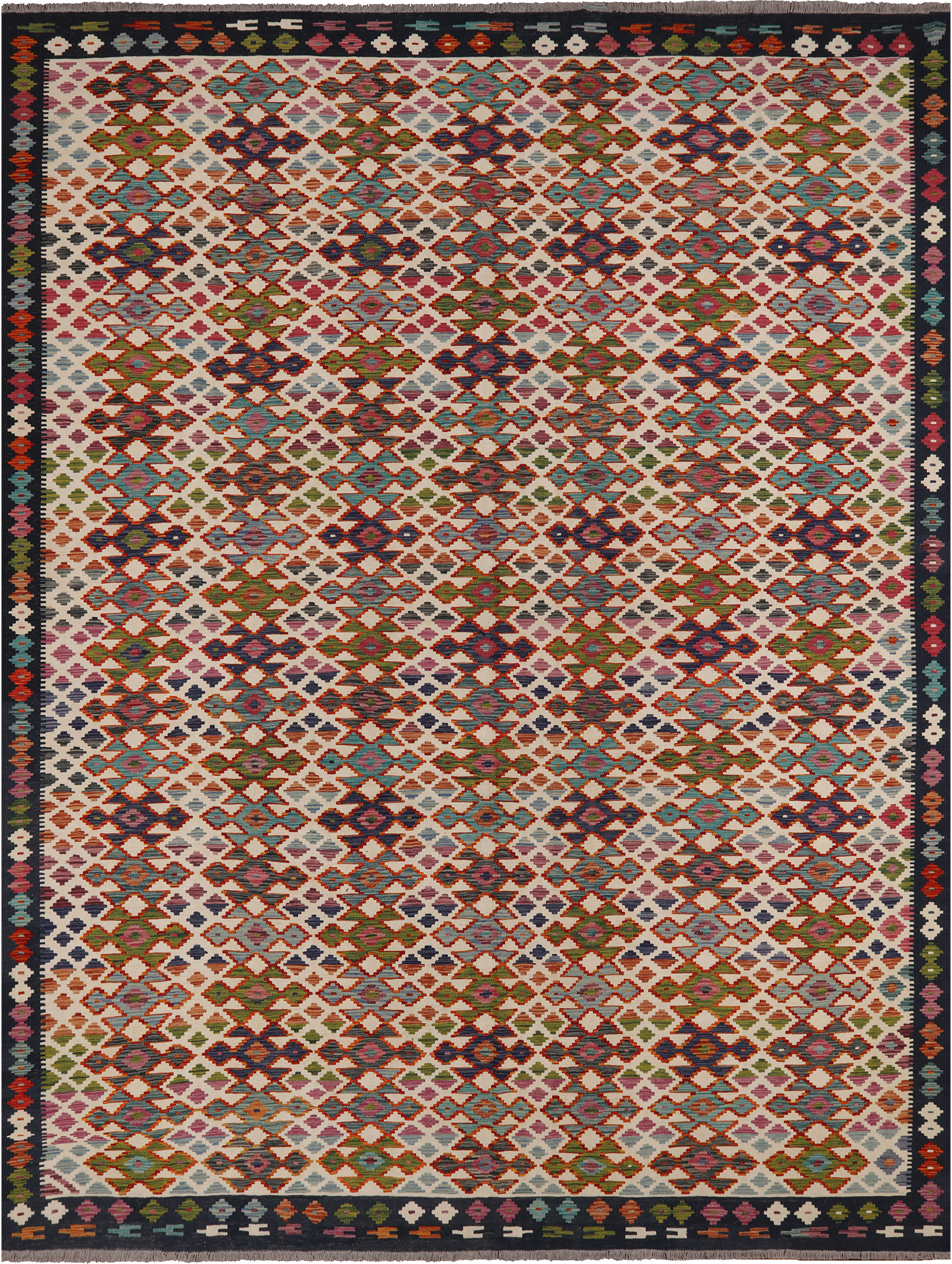 SUPER SALE Reversible Kilim Flat Weave Wool On Wool Rug - 110' 2" X 13' 1"