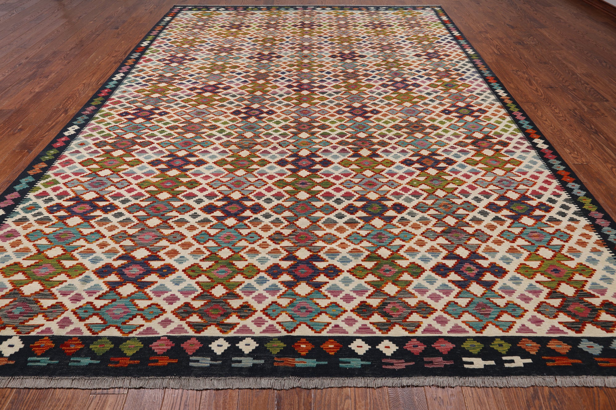 SUPER SALE Reversible Kilim Flat Weave Wool On Wool Rug - 110' 2" X 13' 1"