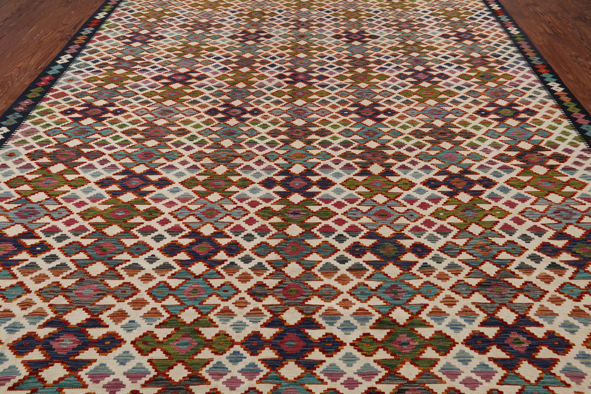 SUPER SALE Reversible Kilim Flat Weave Wool On Wool Rug - 110' 2" X 13' 1"